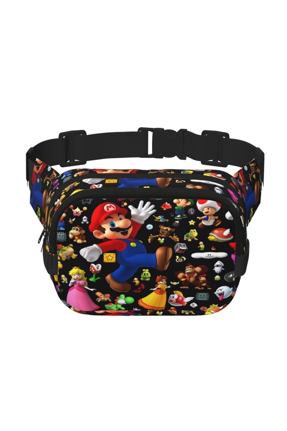 Mario Print Fanny Pack Crossbody Bag for Women and Men, Belt Bag for Hiking Bum Bag with Adjustable Strap, Waist pack for Running Workout Sports Travel