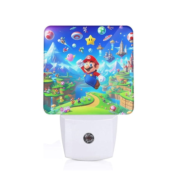Saiise Mario Print LED Night Light for Bathroom,Hallway,Bedroom,Kids Room,Stairway-EU