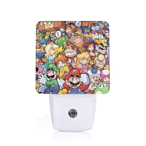 Saiise Mario Print LED Night Light for Bathroom,Hallway,Bedroom,Kids Room,Stairway-EU