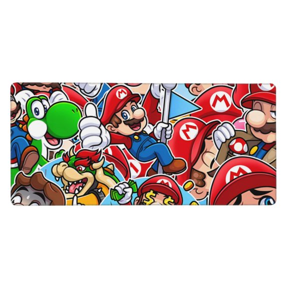 Saiise Mario Print Large Mouse Pad & Computer Game Mouse Mat Non-Slip Rubber Mice Pads (Mario ,35.5" x 16")