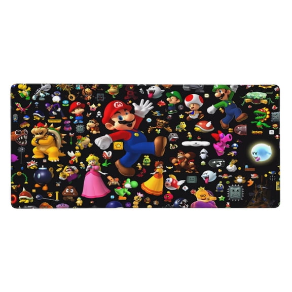 Saiise Mario Print Large Mouse Pad & Computer Game Mouse Mat Non-Slip Rubber Mice Pads (Mario ,35.5" x 16")