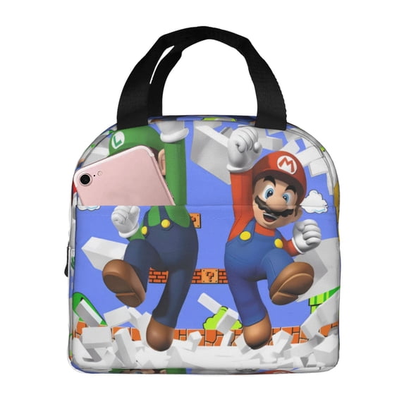 Saiise Mario Print Lunch Box for Men Women Adults Lunch Bag for Office Work Picnic - Reusable Portable Lunchbox
