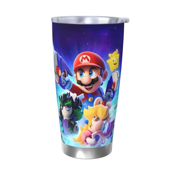Saiise Mario Print Tumbler 20 Oz Stainless Steel Vacuum Insulated with Straw Coffee Cup for Home,Office,Outdoor Works Great for Ice Drinks and Hot Beverage