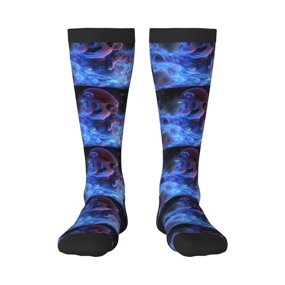 Saiise Mario R Funny Socks Men Women Boys Kids Adults Novelty Graphic Crew Tube Socks Crazy Design Casual Dress Socks for Sports,Running,Travel