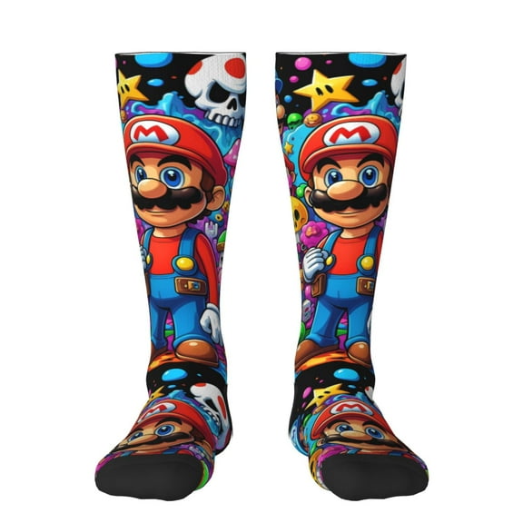 Saiise Mario S Funny Socks Men Women Boys Kids Adults Novelty Graphic Crew Tube Socks Crazy Design Casual Dress Socks for Sports,Running,Travel