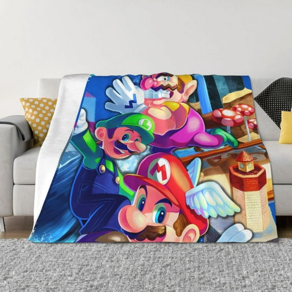 Saiise Mario V Throw Blanket 80"x60" ,Soft Lightweight Cozy All Season Blanket for Bed,Couch,Car