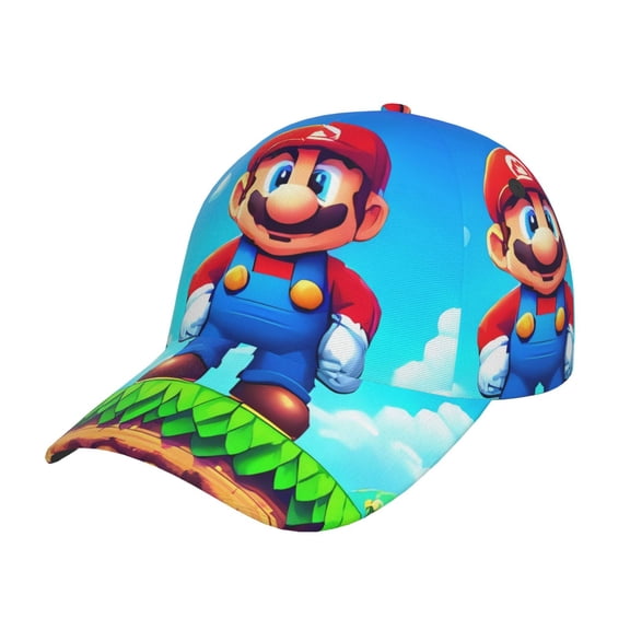 Saiise Men Women Mario Ba Print Sported Baseball Cap Adjustable Golf Cap Dad Hat Outdoor for Running Workouts and Outdoor Activities All Seasons