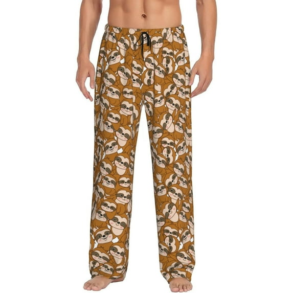 Saiise Monkey Sloth Print Mens Pajama Pants for Men,Mens Lounge Pants,Funny Gifts for Men,Men's Pajama Bottoms-Medium