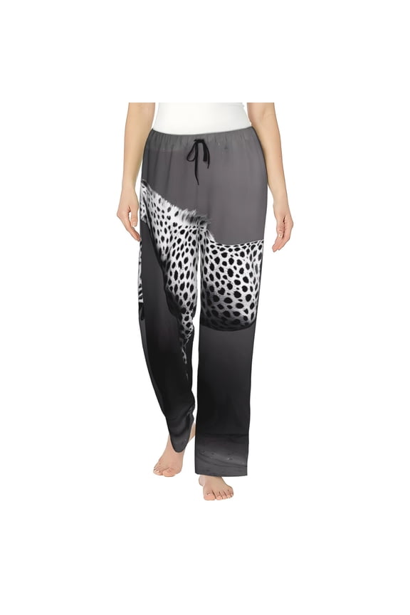 Monochrome Leopard Horse Womens Pajama Pants Stretch Comfy Lounge Pants Drawstring Sleep Bottoms with Pockets-XX-Large