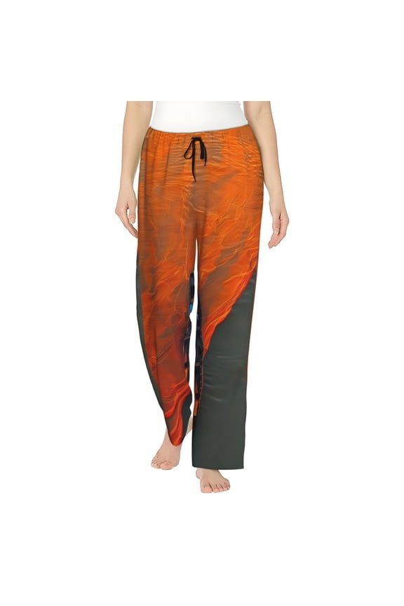Orange Net Fishing Boat Womens Pajama Pants Stretch Comfy Lounge Pants Drawstring Sleep Bottoms with Pockets-XX-Large