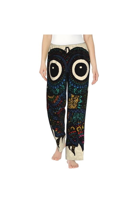 Owl with Mandala Womens Pajama Pants Stretch Comfy Lounge Pants Drawstring Sleep Bottoms with Pockets-X-Large