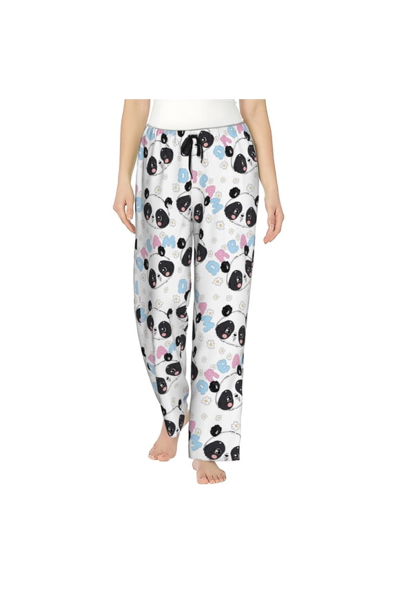 Panda Bear1 Womens Pajama Pants Stretch Comfy Lounge Pants Drawstring Sleep Bottoms with Pockets-X-Large