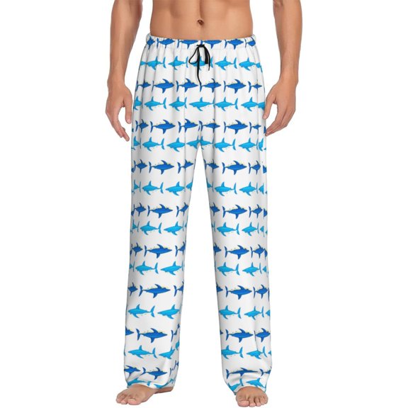 Saiise Party Shark Cute Print Mens Pajama Pants for Men,Mens Lounge Pants,Funny Gifts for Men,Men's Pajama Bottoms-XX-Large