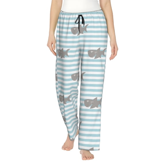 Saiise Party Shark Cute Womens Pajama Pants Stretch Comfy Lounge Pants Drawstring Sleep Bottoms with Pockets-