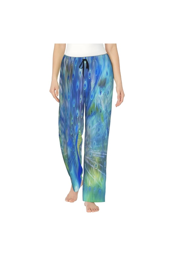 Peacock Womens Pajama Pants Stretch Comfy Lounge Pants Drawstring Sleep Bottoms with Pockets-XX-Large