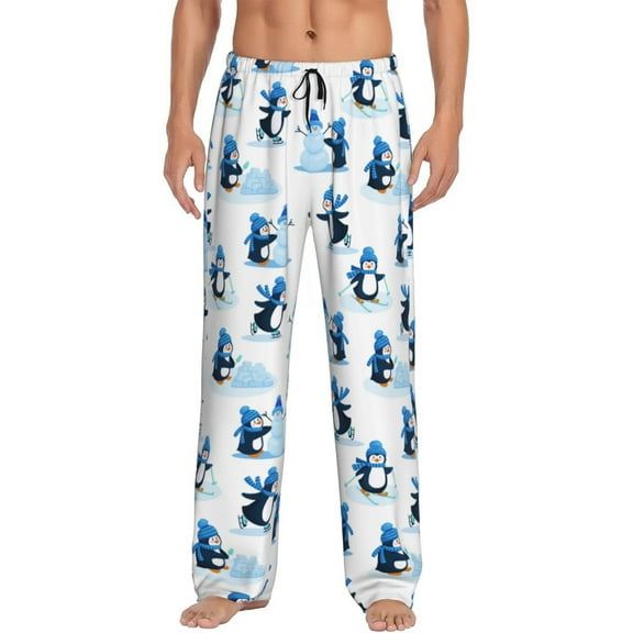 Saiise Penguin Winter Fun Print Mens Pajama Pants for Men,Mens Lounge Pants,Funny Gifts for Men,Men's Pajama Bottoms-Small