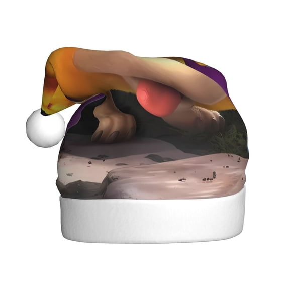 Saiise Pikmin Christmas Hat,Santa Hat,Xmas Holiday Hat for Adults,Unisex Velvet Classic Santa Hat for Xmas New Year Party Headwear