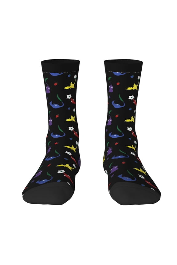 Pikmin Funny Socks Men Women Adults Novelty Graphic Crew Tube Socks Crazy Design Casual Dress Socks for Sports,Running,Travel