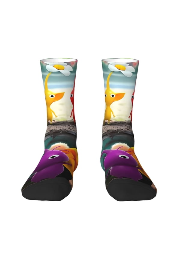 Pikmin Funny Socks Men Women Adults Novelty Graphic Crew Tube Socks Crazy Design Casual Dress Socks for Sports,Running,Travel