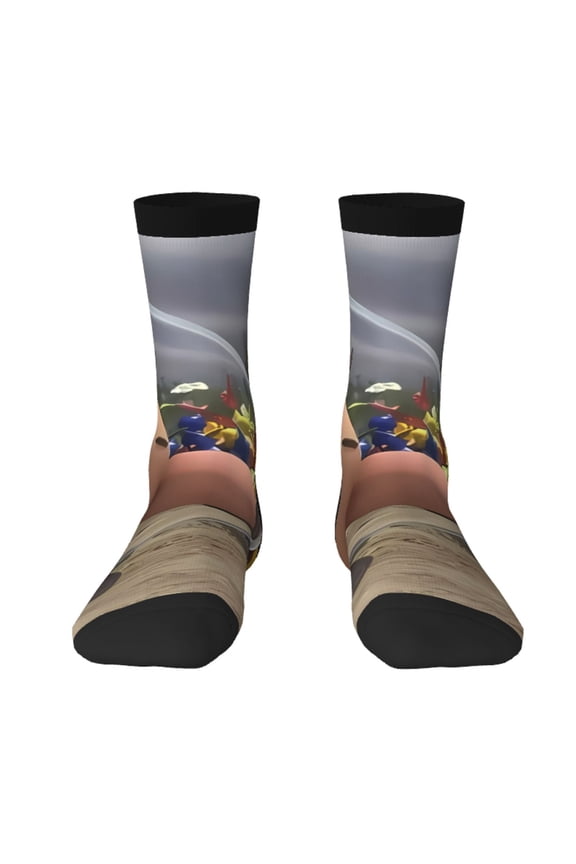 Pikmin Funny Socks Men Women Adults Novelty Graphic Crew Tube Socks Crazy Design Casual Dress Socks for Sports,Running,Travel