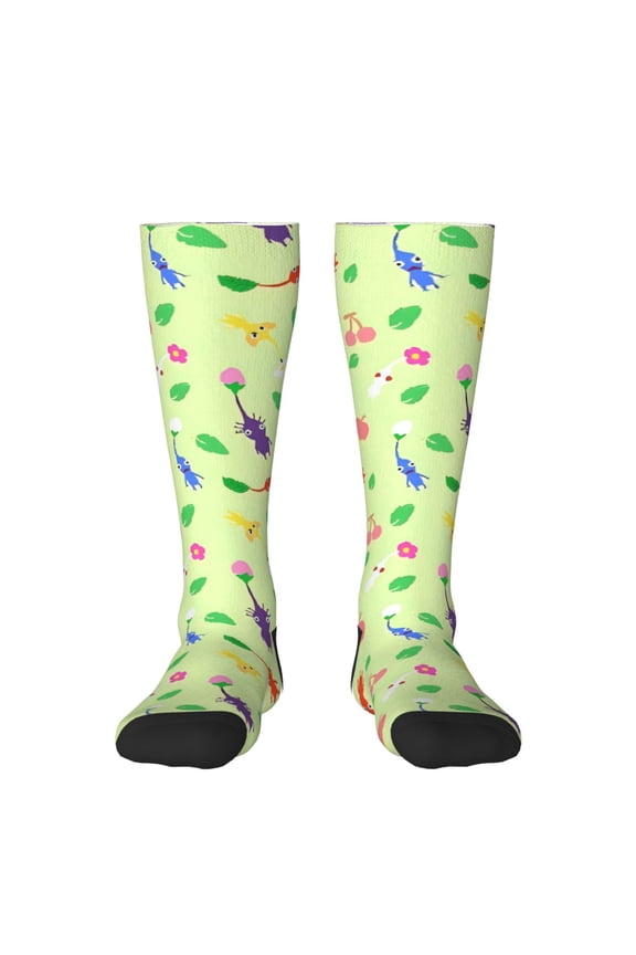 Pikmin Funny Socks Men Women Boys Kids Adults Novelty Graphic Crew Tube Socks Crazy Design Casual Dress Socks for Sports,Running,Travel