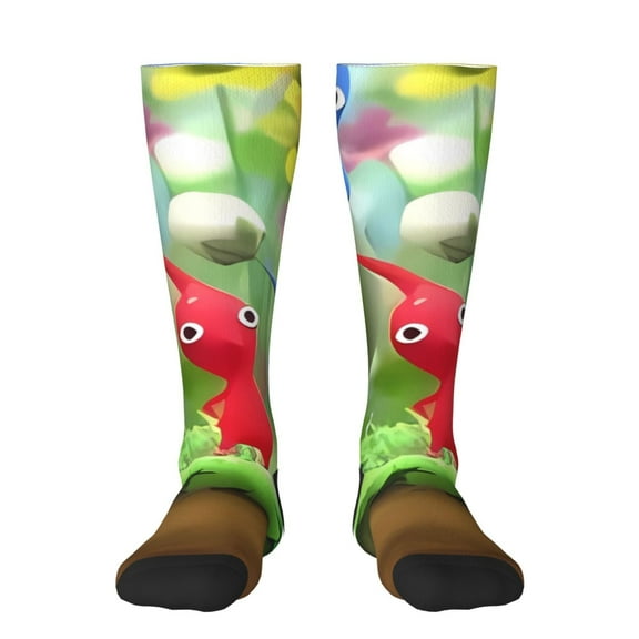 Saiise Pikmin Funny Socks Men Women Boys Kids Adults Novelty Graphic Crew Tube Socks Crazy Design Casual Dress Socks for Sports,Running,Travel