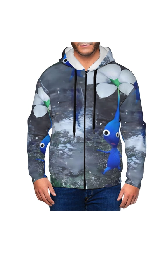 Pikmin Mens Zip Up Hoodie Long Sleeve Full-zip Hooded Sweatshirt Pullover With Kangaroo Pocket S-3XL