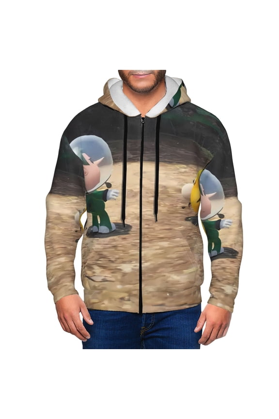 Pikmin Mens Zip Up Hoodie Long Sleeve Full-zip Hooded Sweatshirt Pullover With Kangaroo Pocket S-3XL