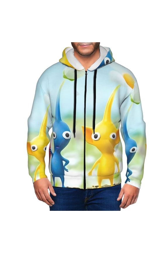 Pikmin Mens Zip Up Hoodie Long Sleeve Full-zip Hooded Sweatshirt Pullover With Kangaroo Pocket S-3XL