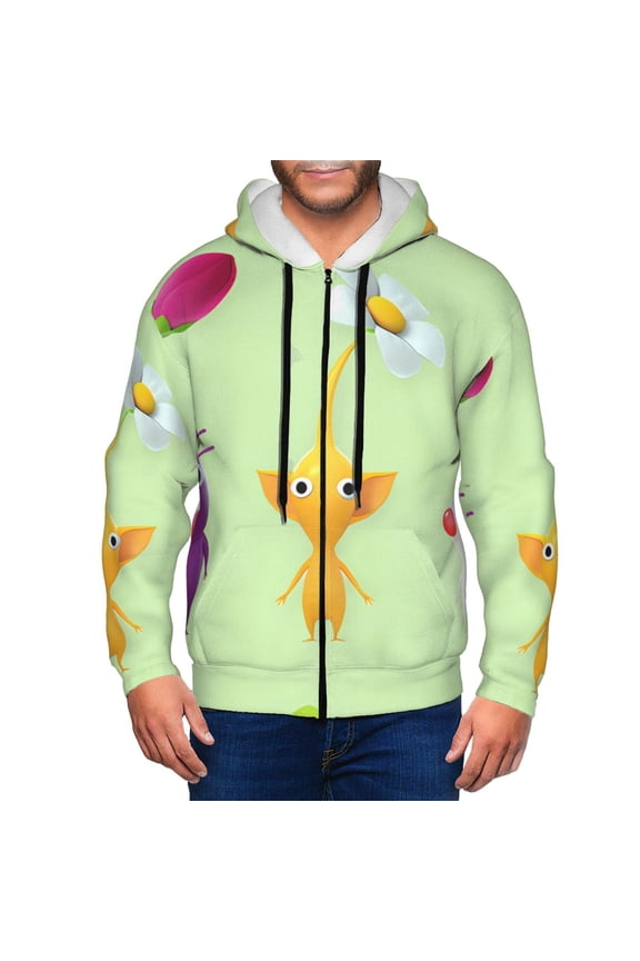 Pikmin Mens Zip Up Hoodie Long Sleeve Full-zip Hooded Sweatshirt Pullover With Kangaroo Pocket S-3XL