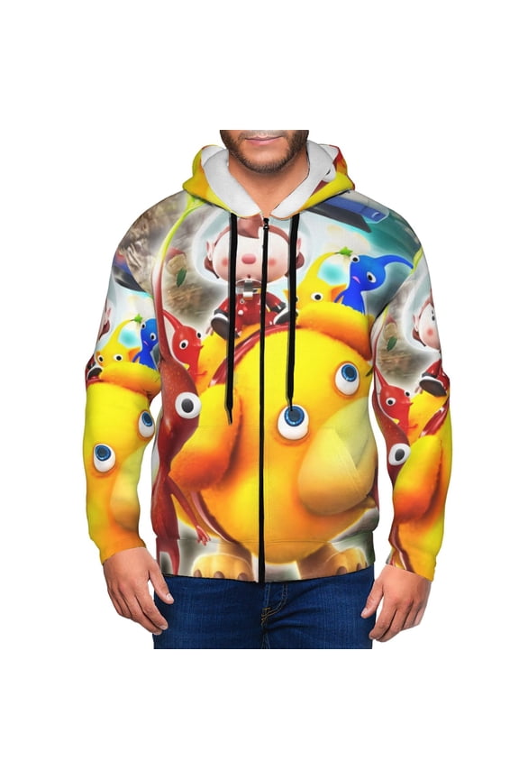 Pikmin Mens Zip Up Hoodie Long Sleeve Full-zip Hooded Sweatshirt Pullover With Kangaroo Pocket S-3XL