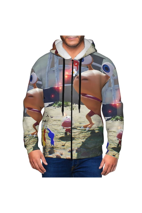 Pikmin Mens Zip Up Hoodie Long Sleeve Full-zip Hooded Sweatshirt Pullover With Kangaroo Pocket S-3XL