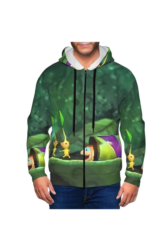 Pikmin Mens Zip Up Hoodie Long Sleeve Full-zip Hooded Sweatshirt Pullover With Kangaroo Pocket S-3XL