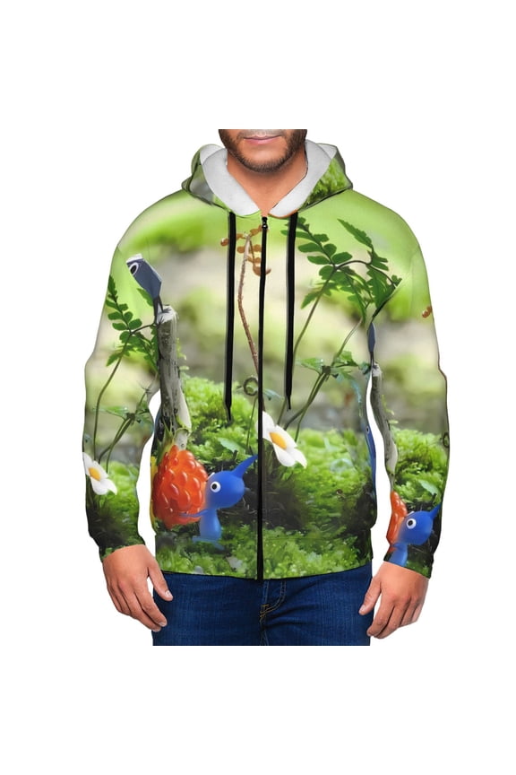 Pikmin Mens Zip Up Hoodie Long Sleeve Full-zip Hooded Sweatshirt Pullover With Kangaroo Pocket S-3XL