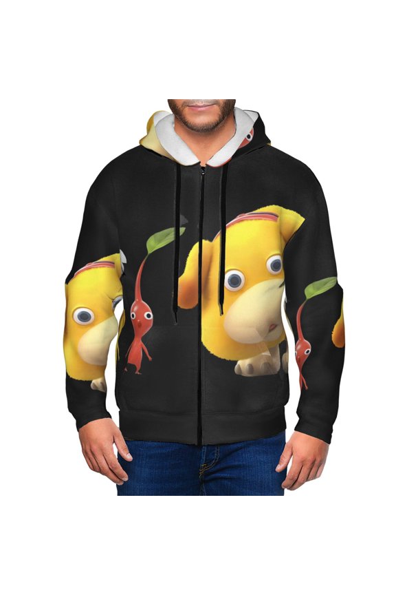 Pikmin Mens Zip Up Hoodie Long Sleeve Full-zip Hooded Sweatshirt Pullover With Kangaroo Pocket S-3XL
