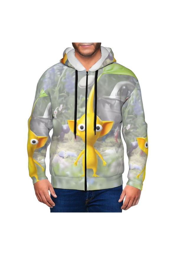 Pikmin Mens Zip Up Hoodie Long Sleeve Full-zip Hooded Sweatshirt Pullover With Kangaroo Pocket S-3XL