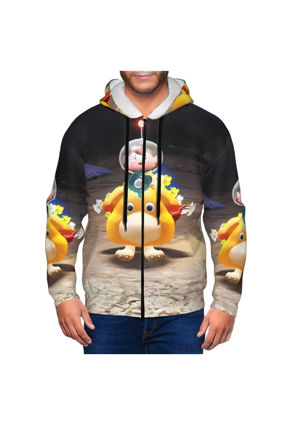 Pikmin Mens Zip Up Hoodie Long Sleeve Full-zip Hooded Sweatshirt Pullover With Kangaroo Pocket S-3XL