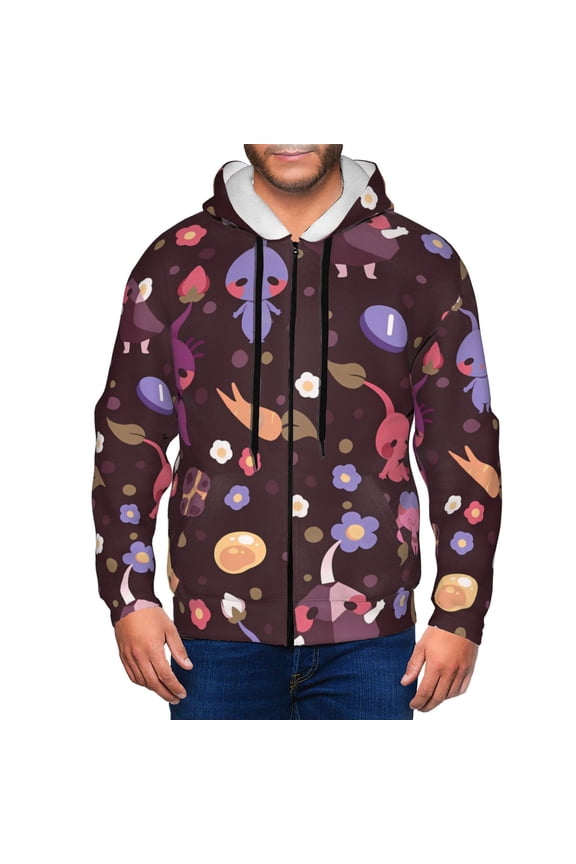 Pikmin Mens Zip Up Hoodie Long Sleeve Full-zip Hooded Sweatshirt Pullover With Kangaroo Pocket S-3XL