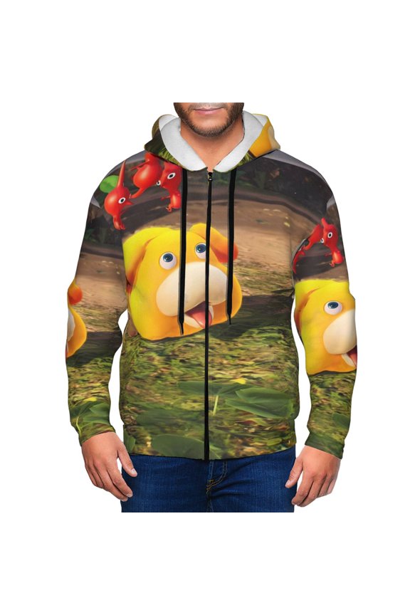 Pikmin Mens Zip Up Hoodie Long Sleeve Full-zip Hooded Sweatshirt Pullover With Kangaroo Pocket S-3XL