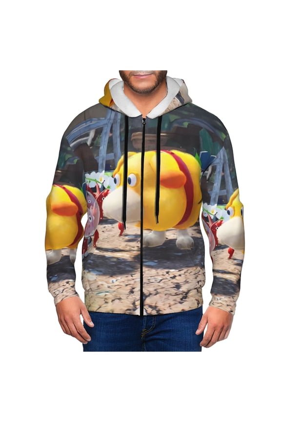 Pikmin Mens Zip Up Hoodie Long Sleeve Full-zip Hooded Sweatshirt Pullover With Kangaroo Pocket S-3XL