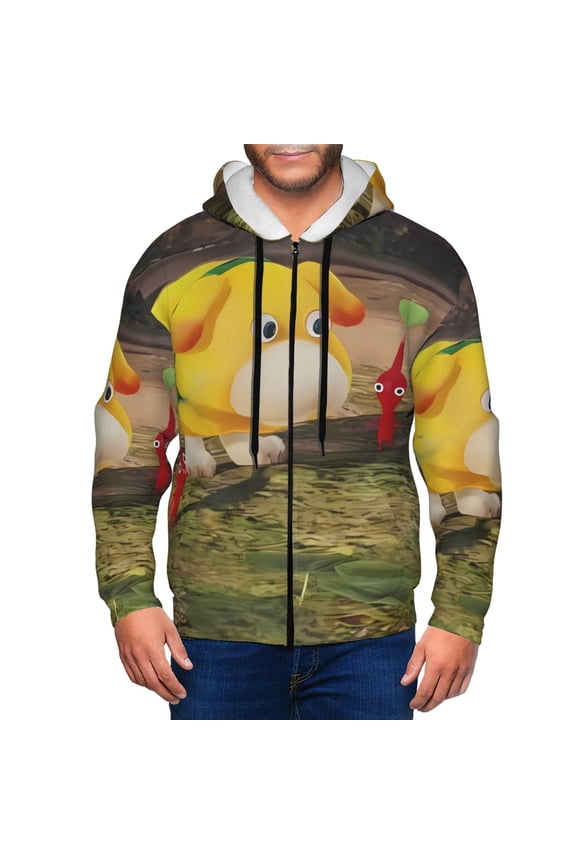 Pikmin Mens Zip Up Hoodie Long Sleeve Full-zip Hooded Sweatshirt Pullover With Kangaroo Pocket S-3XL