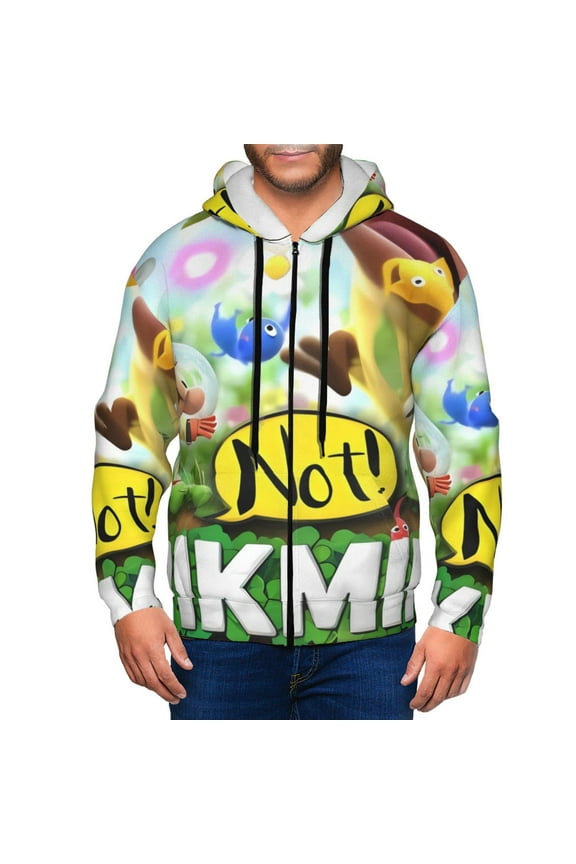 Pikmin Mens Zip Up Hoodie Long Sleeve Full-zip Hooded Sweatshirt Pullover With Kangaroo Pocket S-3XL