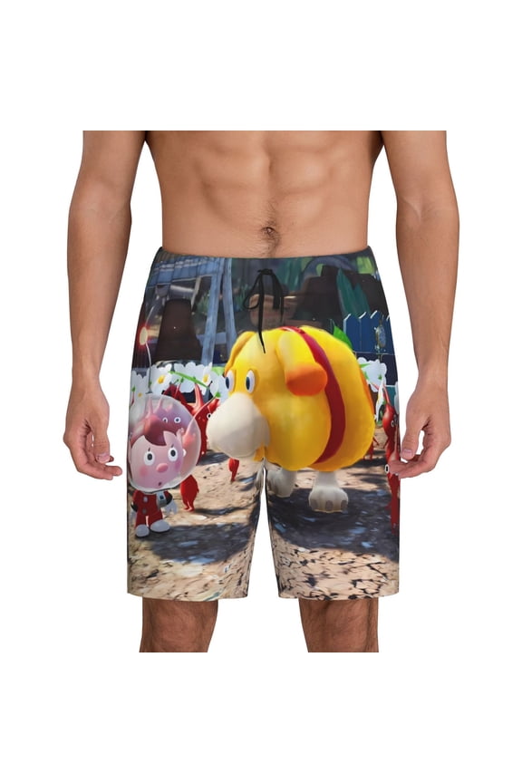 Pikmin Pattern Pajama Shorts Mens Pajama Bottoms for Men Pjs Lounge Sleep Shorts with Pockets(S-4XL)