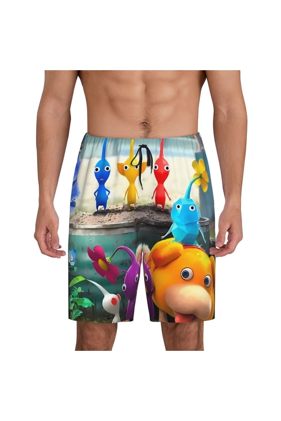 Pikmin Pattern Pajama Shorts Mens Pajama Bottoms for Men Pjs Lounge Sleep Shorts with Pockets(S-4XL)
