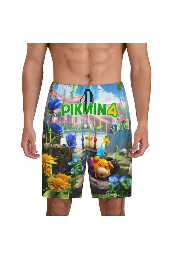 Pikmin Pattern Pajama Shorts Mens Pajama Bottoms for Men Pjs Lounge Sleep Shorts with Pockets(S-4XL)