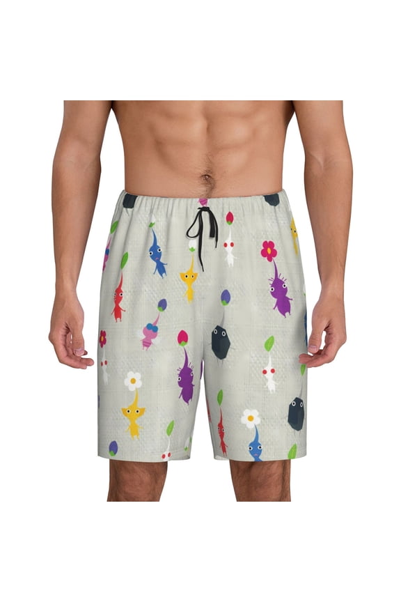 Pikmin Pattern Pajama Shorts Mens Pajama Bottoms for Men Pjs Lounge Sleep Shorts with Pockets(S-4XL)