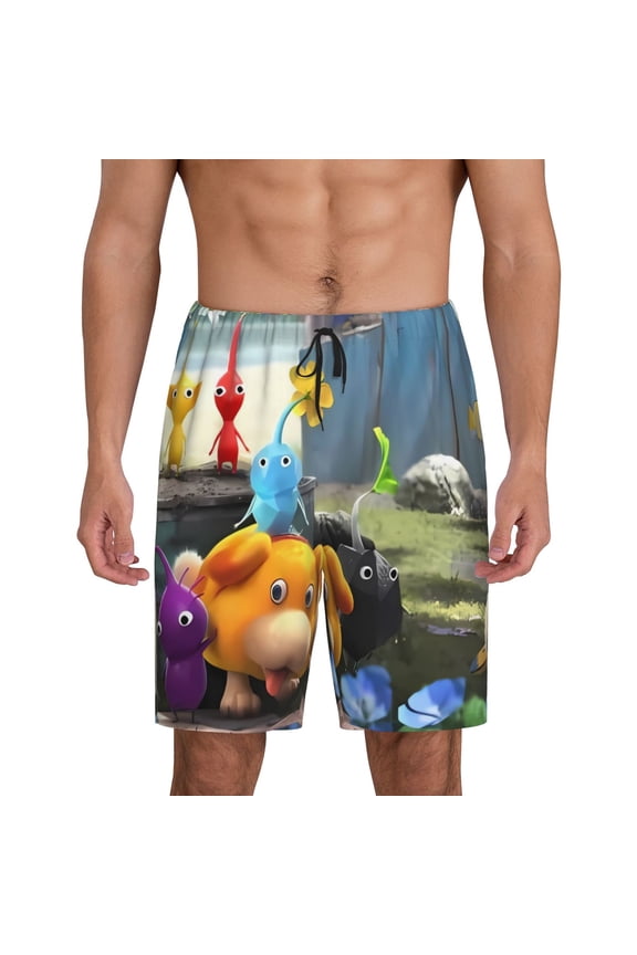Pikmin Pattern Pajama Shorts Mens Pajama Bottoms for Men Pjs Lounge Sleep Shorts with Pockets(S-4XL)