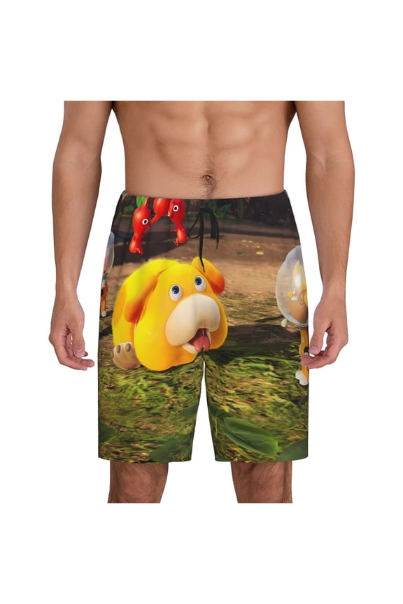 Pikmin Pattern Pajama Shorts Mens Pajama Bottoms for Men Pjs Lounge Sleep Shorts with Pockets(S-4XL)