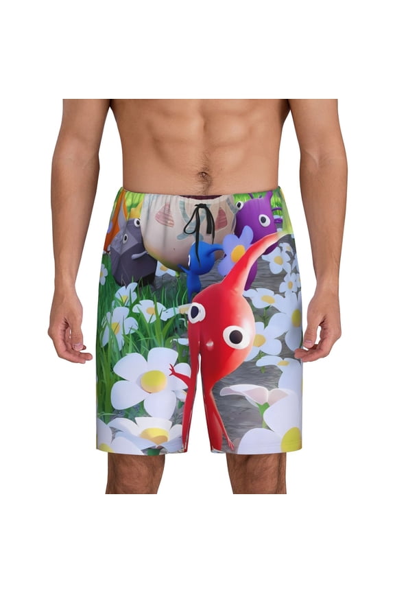 Pikmin Pattern Pajama Shorts Mens Pajama Bottoms for Men Pjs Lounge Sleep Shorts with Pockets(S-4XL)