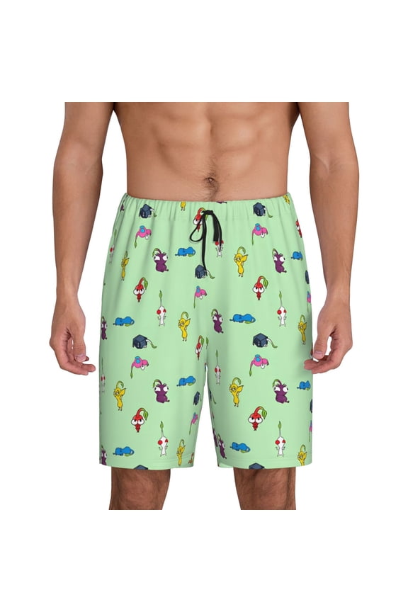 Pikmin Pattern Pajama Shorts Mens Pajama Bottoms for Men Pjs Lounge Sleep Shorts with Pockets(S-4XL)